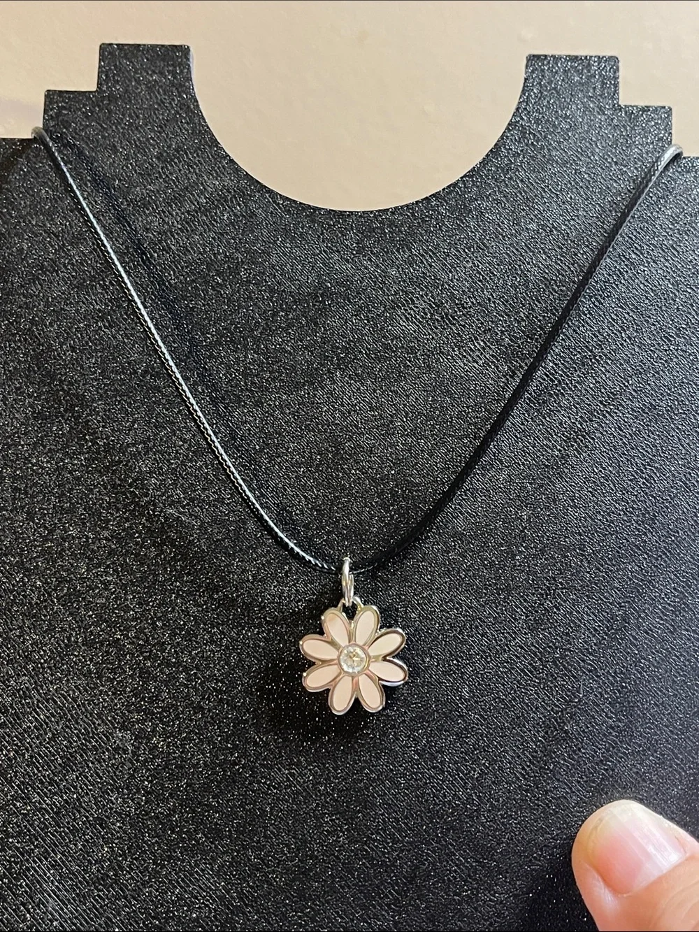 Coach Pale Pink Enamel Daisy Pendant Necklace